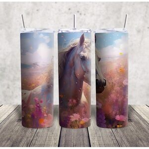 Hand Crafted Floral Horse Tumblers - Multicolor